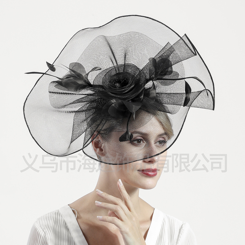 Amazon Fashion European and American party and banquet top hats, tulle face coverings, ball headwear, fine hair accessories, veils wholesale details Picture