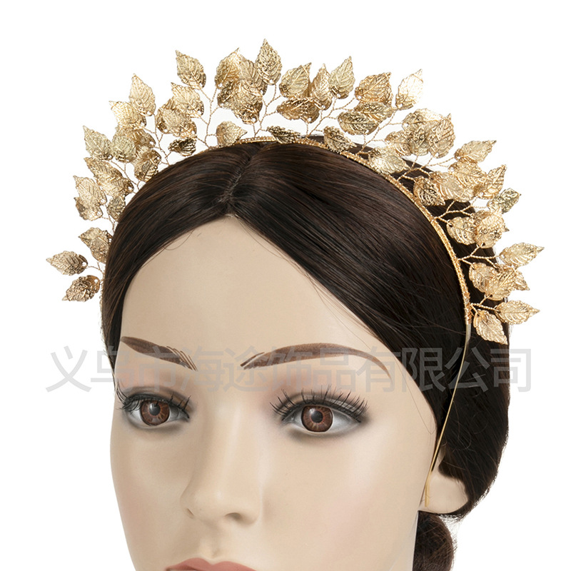 Korean-style best-selling golden alloy leaf bridal headwear, hair bands, wedding hair accessories, studio style accessories, wedding ornaments details Picture