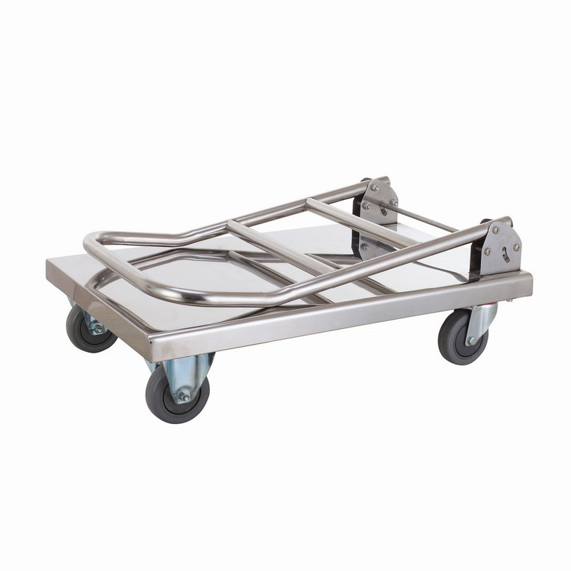 Stainless steel flat cart, silent steel plate hand cart, trailer, folding silent handling and push-pull truck Item Picture