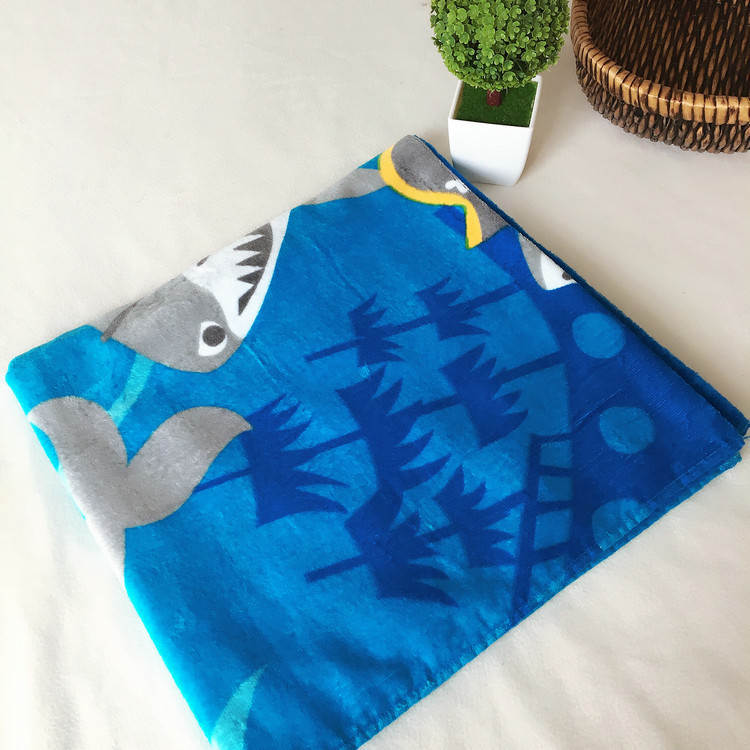 Cotton Cut Pile Active Printed Pirate Great White Shark Bath Towel Manufacturers Order To Weave Children's Large Towel Beach Towel Specification drawing