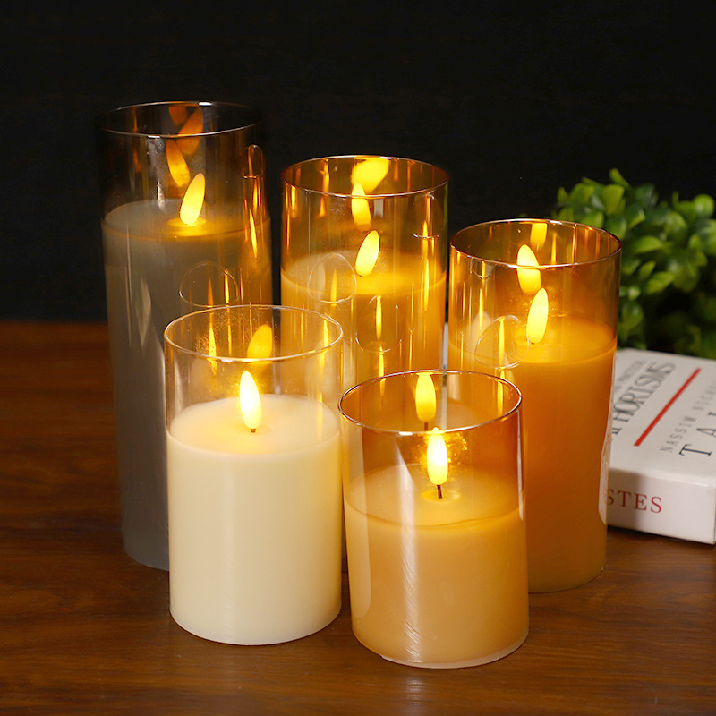 The LED electronic candle lamp glass cup is swaying and shaking