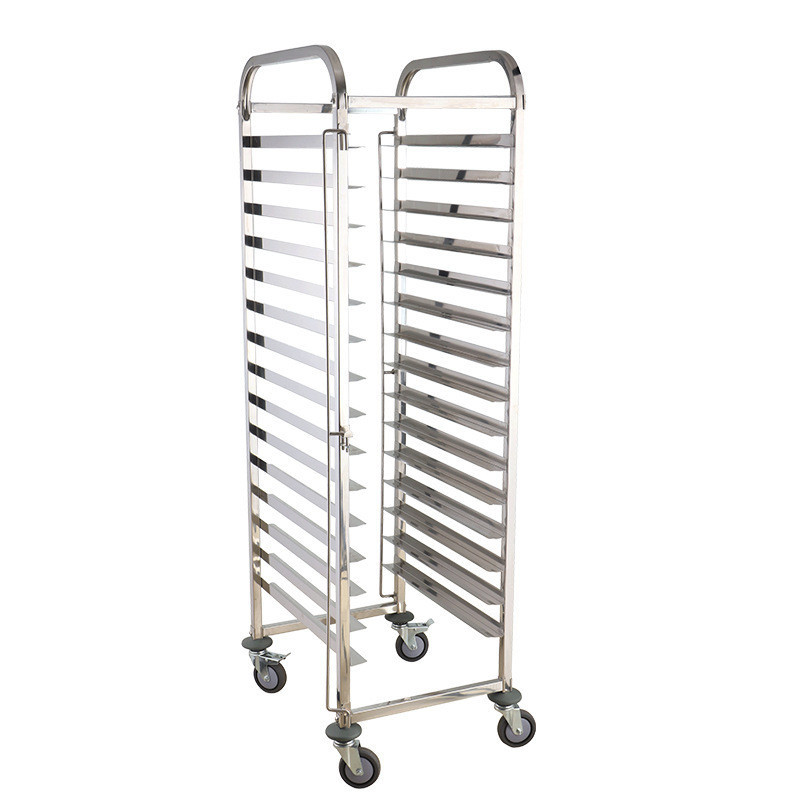 Stainless steel baking tray rack, commercial multi-layer cake tray trolley, baking cake and bread rack with work surface, tray trolley Item Picture