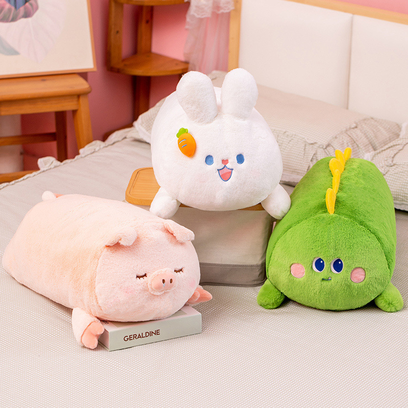 New animal throw pillow, long strip sleeping pillow, office nap pillow, backrest, children's doll, plush toy details Picture