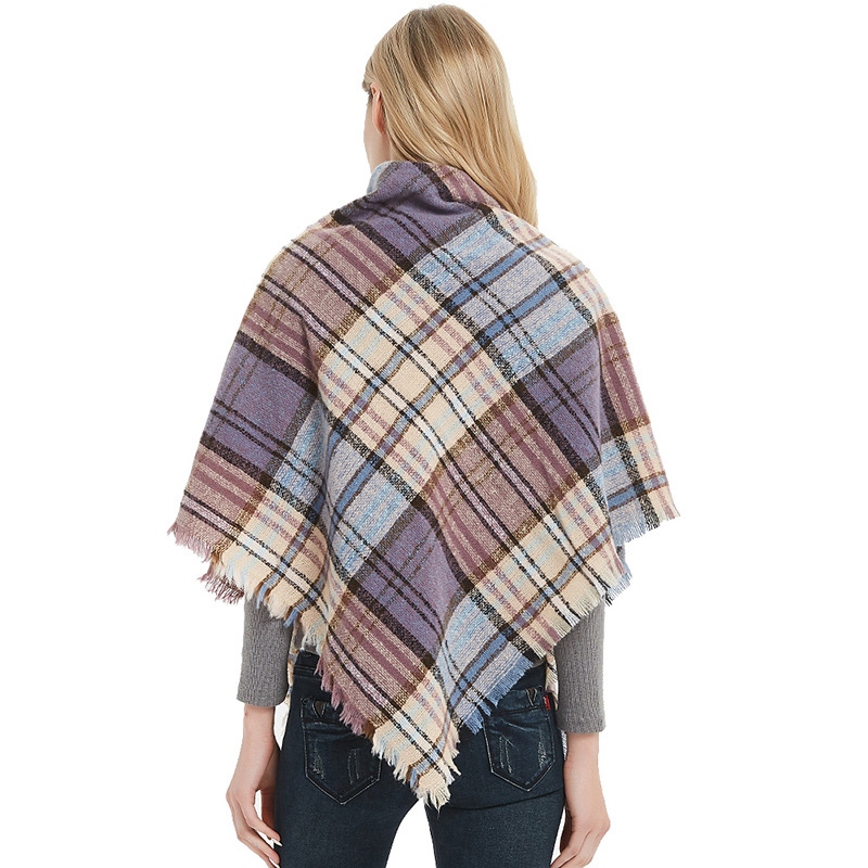 Europe And The United States Autumn And Winter New Circle Yarn Yarn Wool Color Checkered Square Scarf Triangle Scarf Scarf Women's Bib Shawl Specification drawing