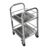 Stainless steel square wine cart, hotel service cart, square two-layer storage rack, mobile hand-pushed food cart for red wine and beverages Item Picture
