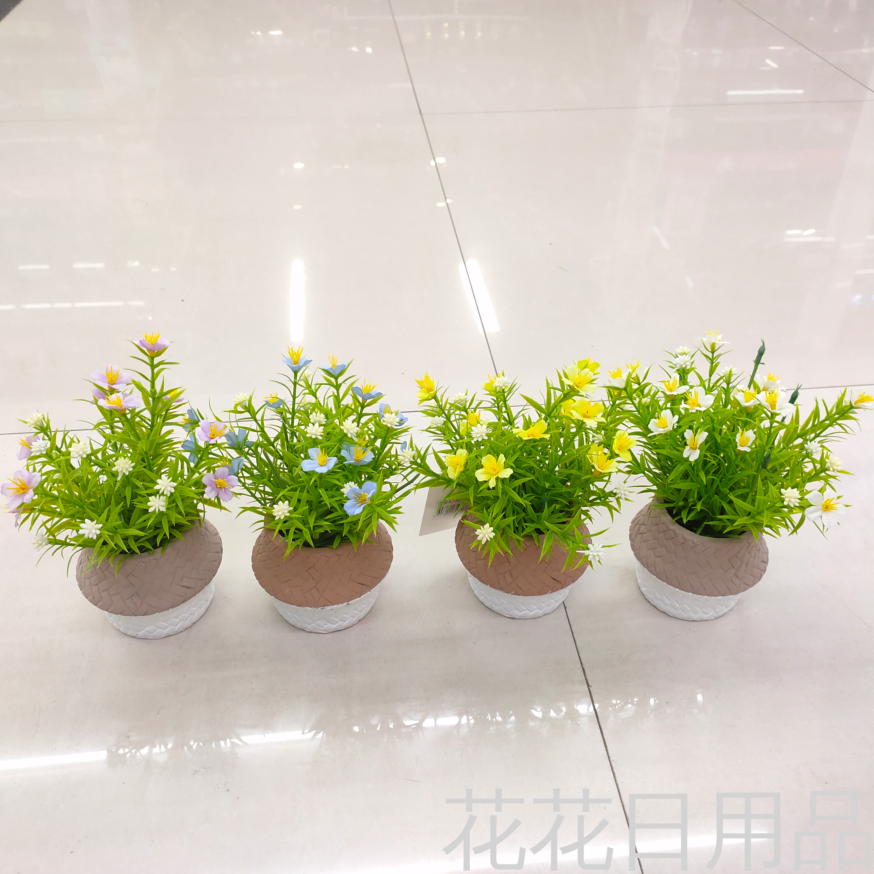 新款仿真花水泥盆小花绿植盆景装饰客厅卧室餐厅摆件