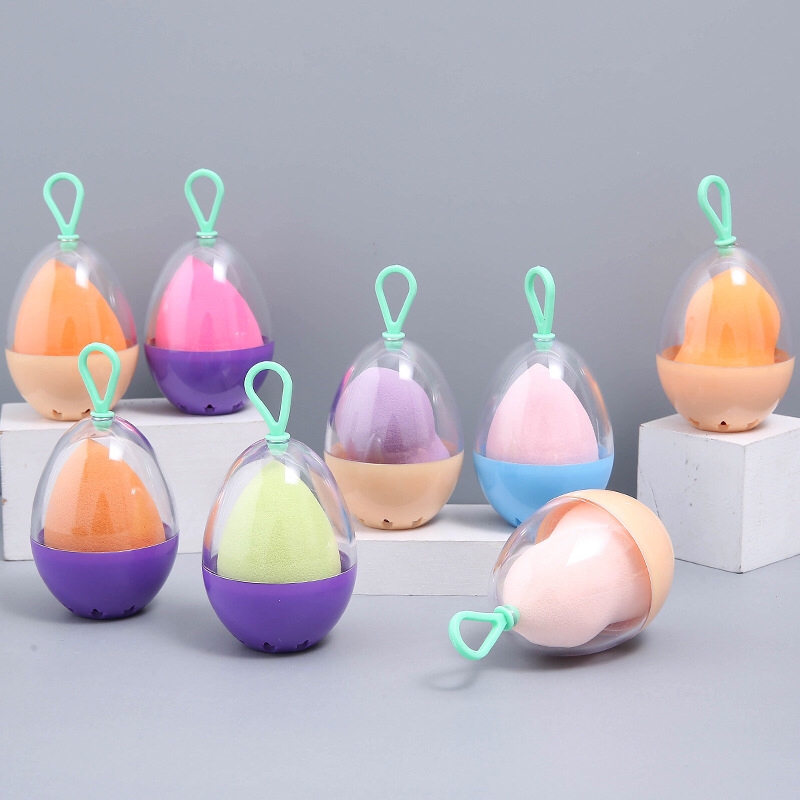 Wholesale of single eggshell storage boxes, dry and wet dual-purpose water drop gourd powder puff beauty tools