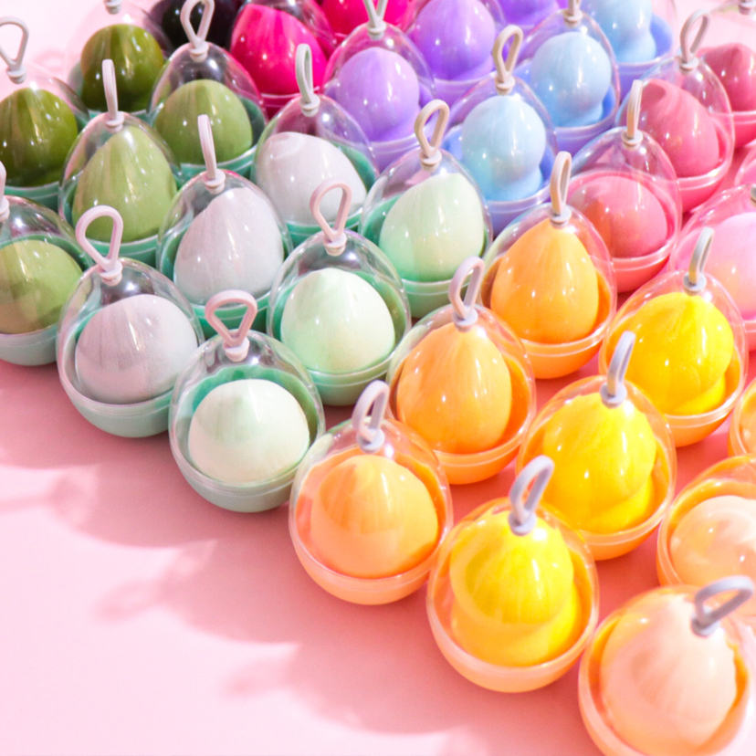 Wholesale of single eggshell storage boxes, dry and wet dual-purpose water drop gourd powder puff beauty tools Item Picture