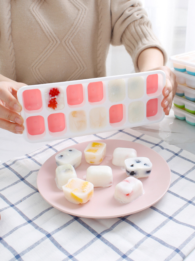 Silicone ice cube trays, household square ice cube trays, silicone ice cube tray molds with LIDS, ice cube trays for ice cream making Specification image