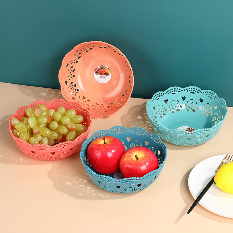 Factory-supplied simple hollowed-out geometric style PP fruit plate for home living room and kitchen fruit cleaning and storage