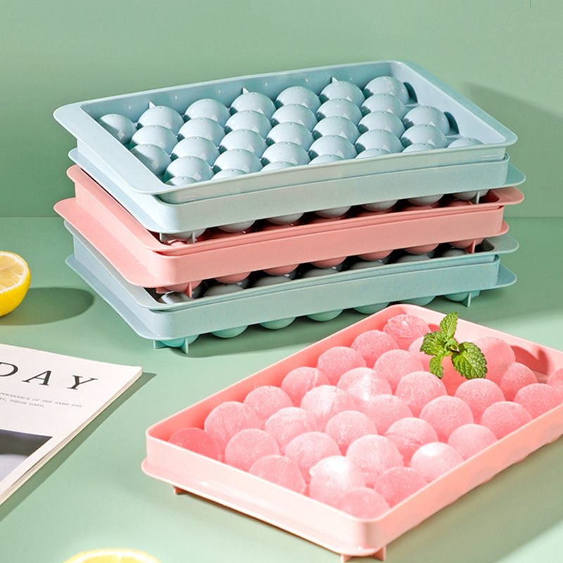 Round ice hockey mold for making ice lattice Food grade household frozen ice with cover ice box for making Popsicle ice lattice divine device