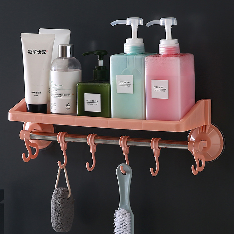 吸盘式塑料毛巾挂架 厨房浴室挂钩架 毛巾杆卫浴免钉吸盘置物架