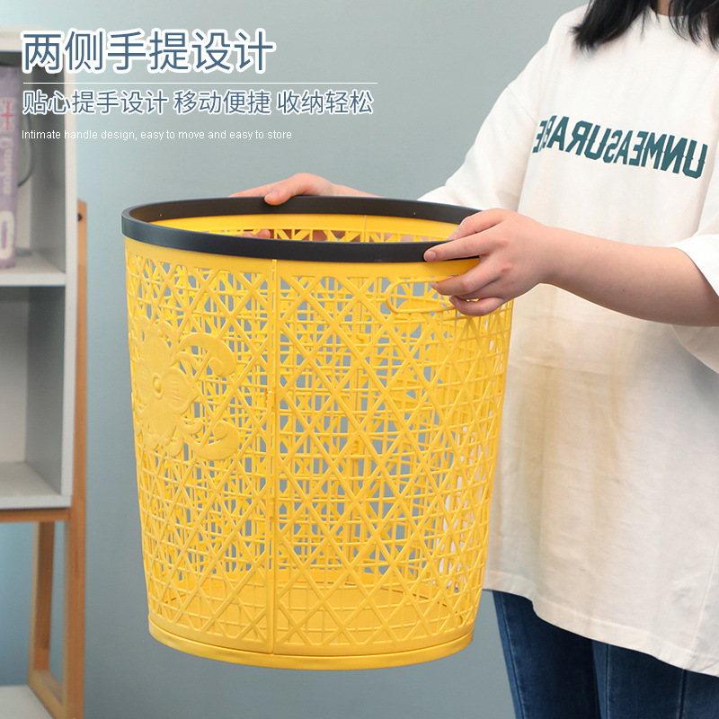 B33-016 New folding plastic hollowed-out dirty clothes basket, multi-functional miscellaneous storage basket, hand-held storage laundry basket Specification image