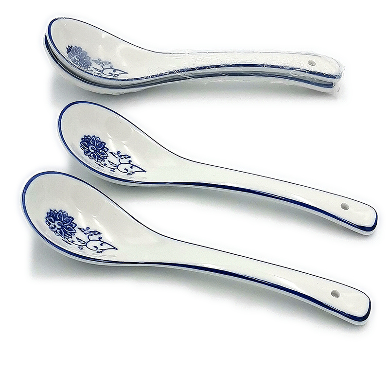 N2344 Two 17 blue and white ceramic spoons, household spoons, kitchenware, tableware spoons, porridge spoons, creative spoons, spoons Specification image