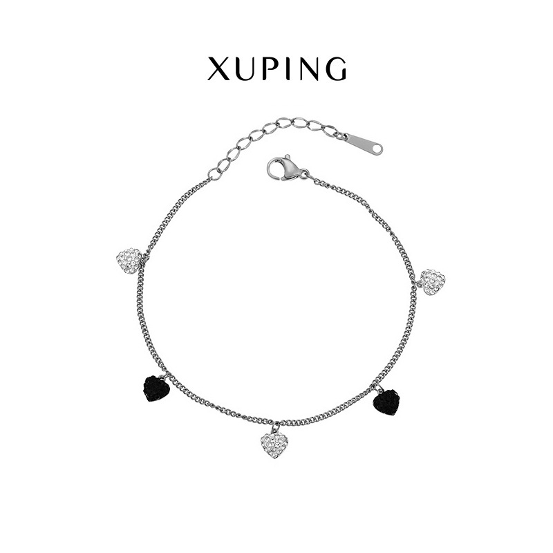 旭平首饰不锈钢流苏爱心手链女 欧美个性心形吊坠钛钢手链批发