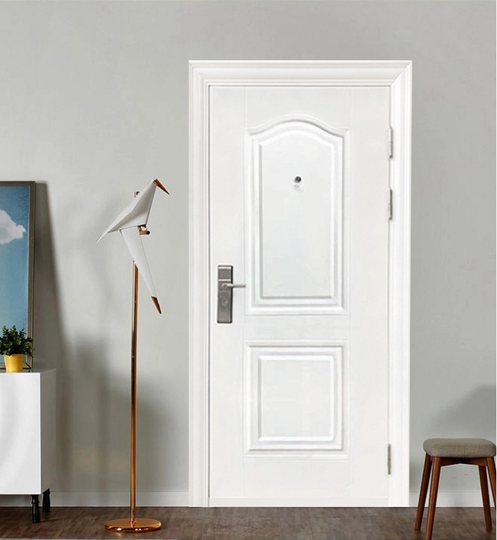 White anti-theft door, household security door, single entrance door, rental house iron door, rural outdoor steel door, engineering door Application Scenario