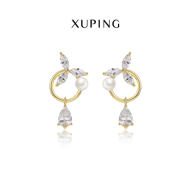 旭平首饰网红超仙森系小清新花朵耳钉水滴高质量耳环 气质批发