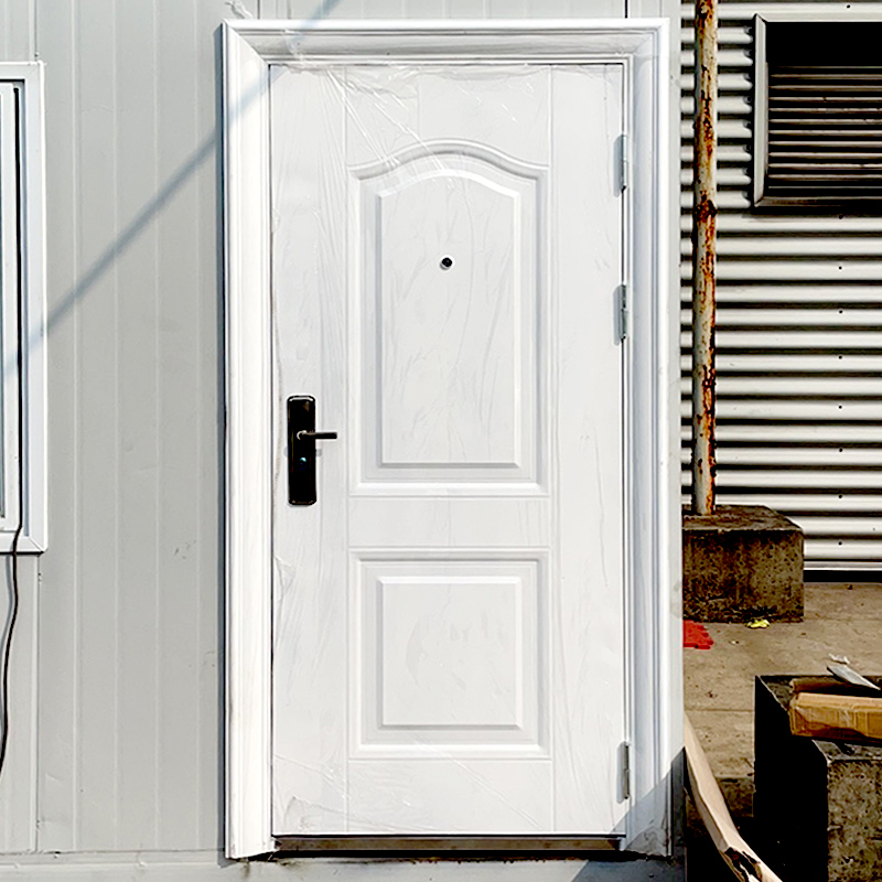 White anti-theft door, household security door, single entrance door, rental house iron door, rural outdoor steel door, engineering door details Picture