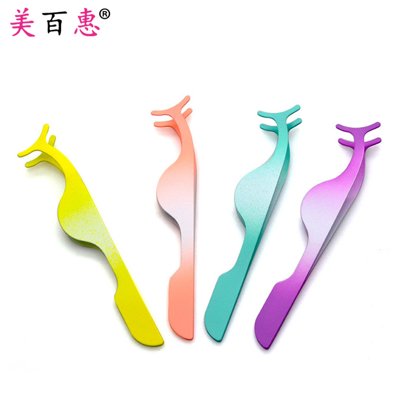 Eyelash extension assistant, local false eyelash tweezers, stainless steel spray rubber plastic colored beauty tools Item Picture