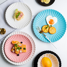 创意哑光陶瓷盘子家用早餐甜品盘酒店西餐厅点心盘ins异形餐具