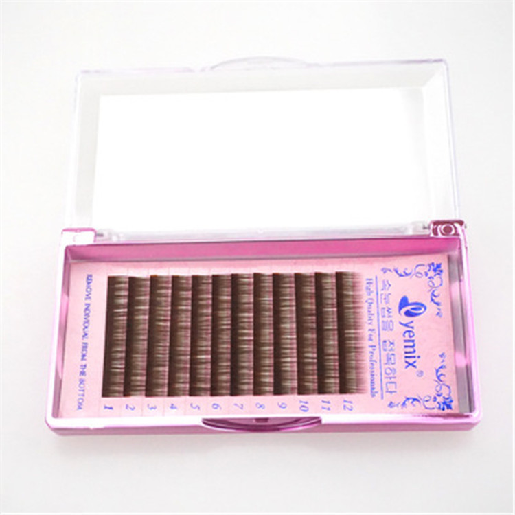 Korean eyelash extensions, soft eyelash implants, 12 rows of straight curly hair, 0.10 thickness, available in black or brown