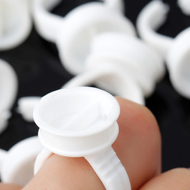 Tattoo and eyelash extension special ring cup, eyelash extension glue ring, plastic cosmetics container, beauty tools details Picture