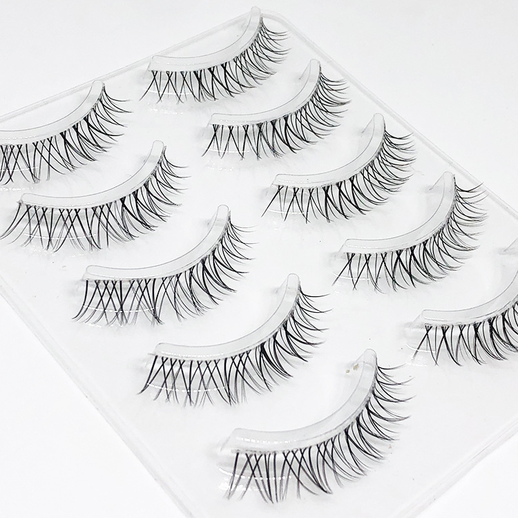 Five pairs of sharpened false eyelashes, naturally slender, crossed, soft, simulated eyelashes, multi-layer three-dimensional, transparent, and curved eyelashes Specification drawing