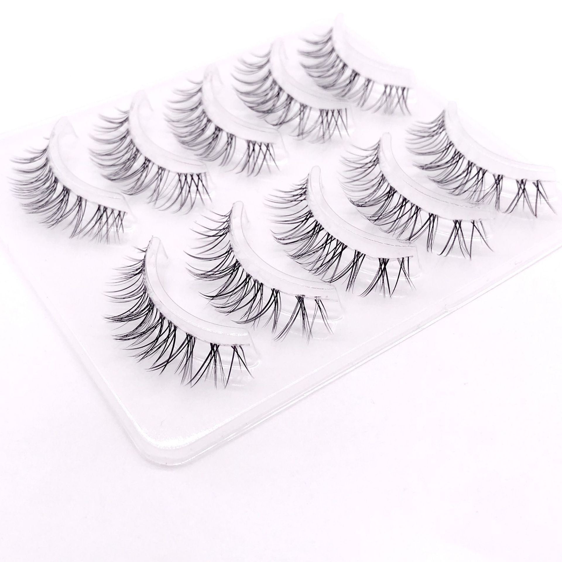 The Internet celebrity mainly promotes the natural five-pair set, transparent stem, sharpened false eyelashes, nude makeup, and realistic three-dimensional eyelash factory wholesale Specification image