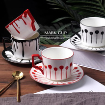 简约手绘告白气球咖啡杯套装日式复古陶瓷杯精致下午茶杯家用水杯