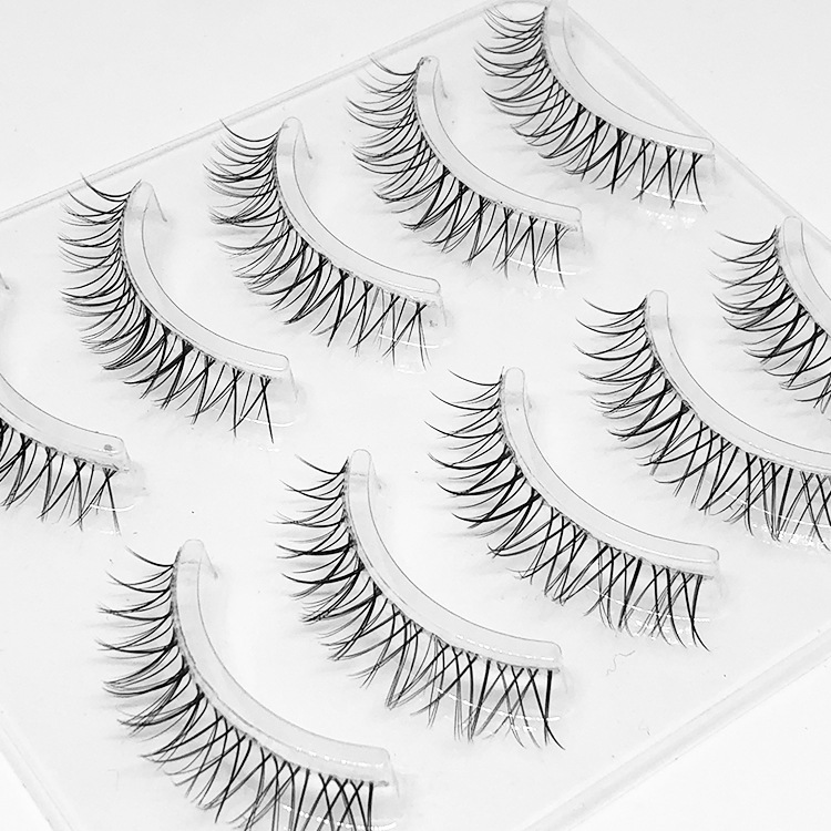 Five pairs of sharpened false eyelashes, naturally slender, crossed, soft, simulated eyelashes, multi-layer three-dimensional, transparent, and curved eyelashes details Picture
