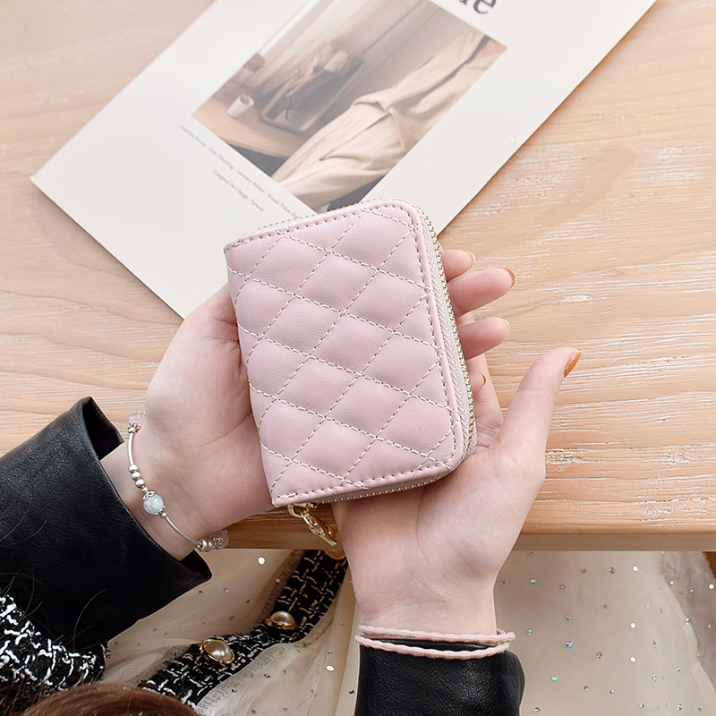 Xiaoxiangfeng PU leather Wandering Bag Card Bag for Women 2022 New style Small and fashionable diamond-shaped multi-slot large-capacity driver's license Specification image