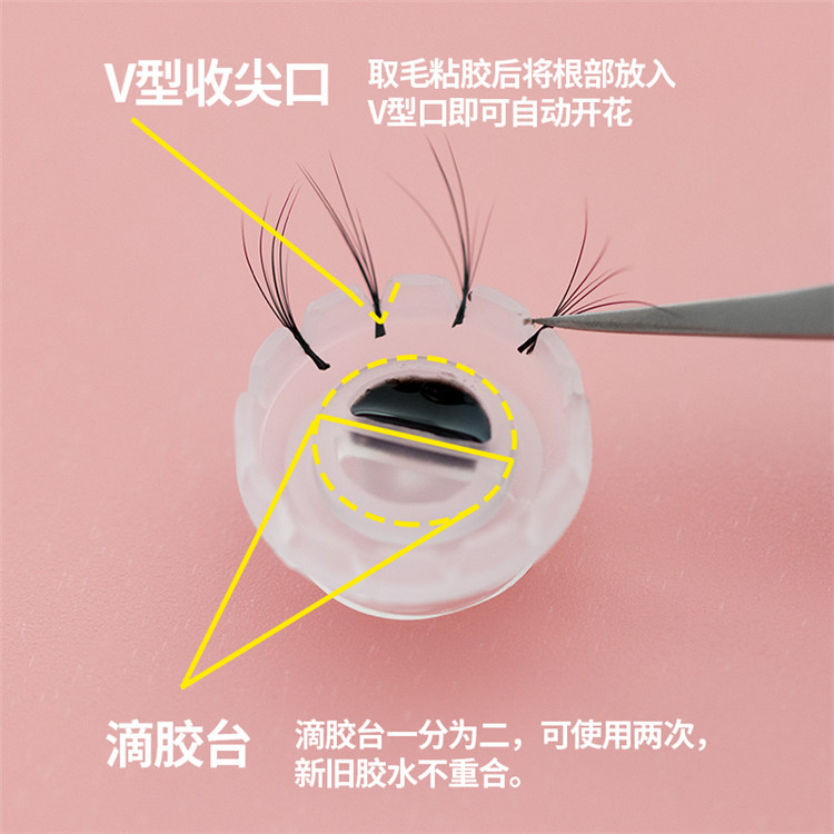 Camellia sun Cup, a one-second eyelash extension tool, is a perfect accessory for eyelash extension. It also features a gel root collection and blooming cup details Picture