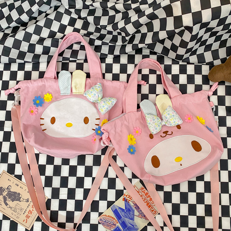 Japanese girls heart bento bag 2022 new large capacity storage bag cartoon cute hand casual crossbody bag
