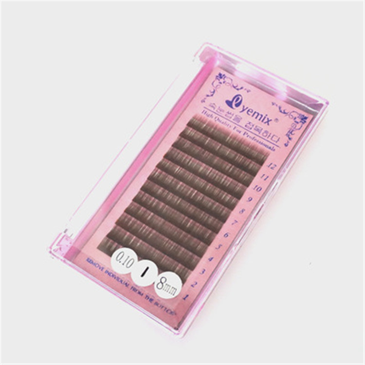 Korean eyelash extensions, soft eyelash implants, 12 rows of straight curly hair, 0.10 thickness, available in black or brown Specification image