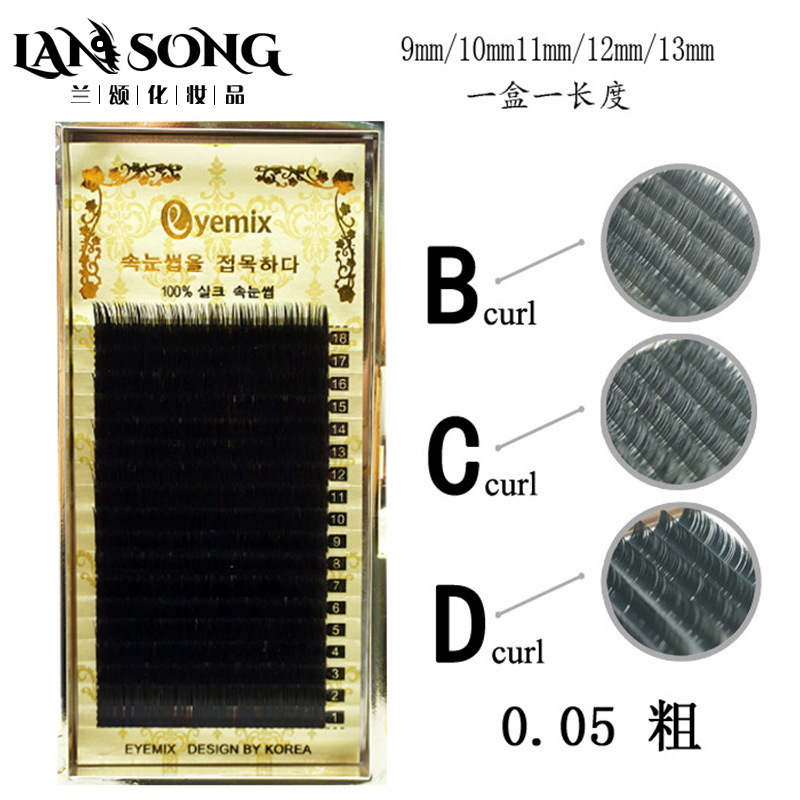 Custom-made B/C/D curly fine eyelash extensions from South Korea, available in lengths ranging from 9mm to 13mm details Picture