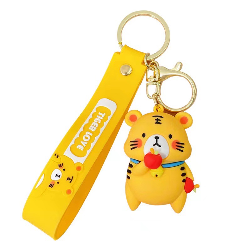 Dibujos animados cute manzana tigre llavero creativo año del tigre llave del coche colgante bolsa colgante llavero Item Picture