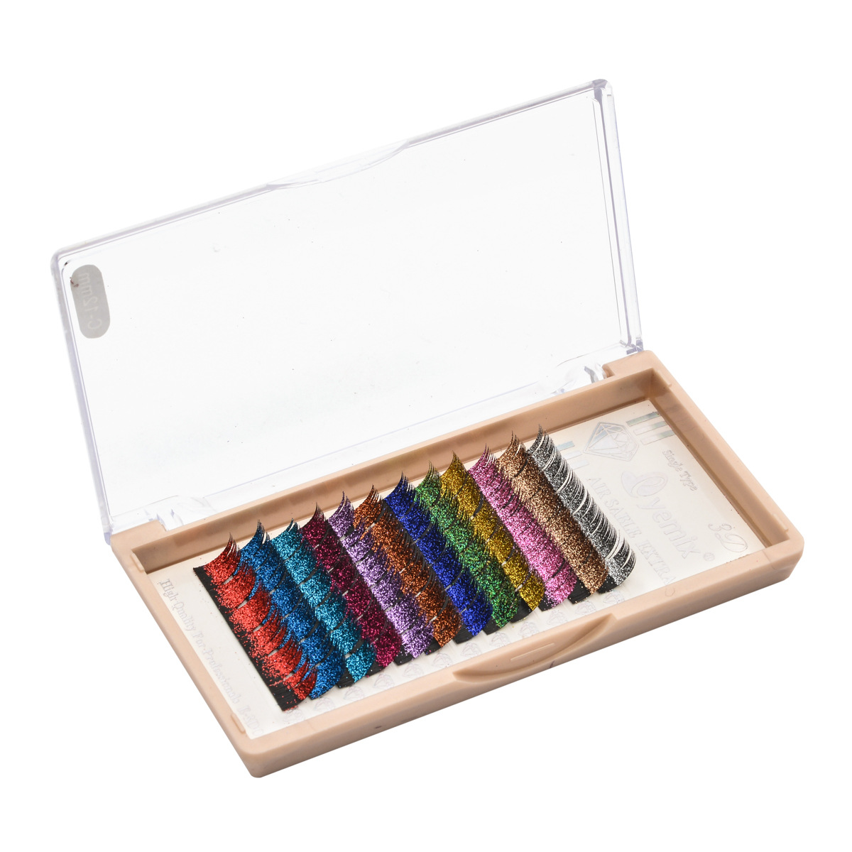 New Korean eyelash extensions in 12 colors of gold, silver, blue and green, dazzling and bright powder, are custom-made and wholesale from the manufacturer details Picture