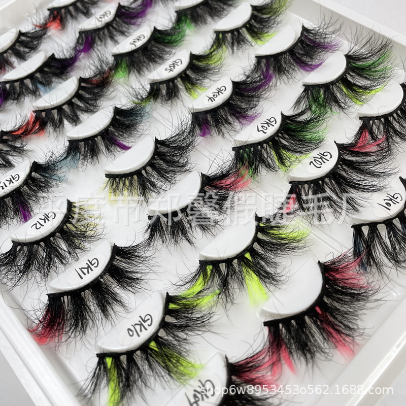 Colorful mink false eyelashes 25mm - 30mm, soft, fluffy, exaggerated and thick eyelashes, cross-border wholesale details Picture