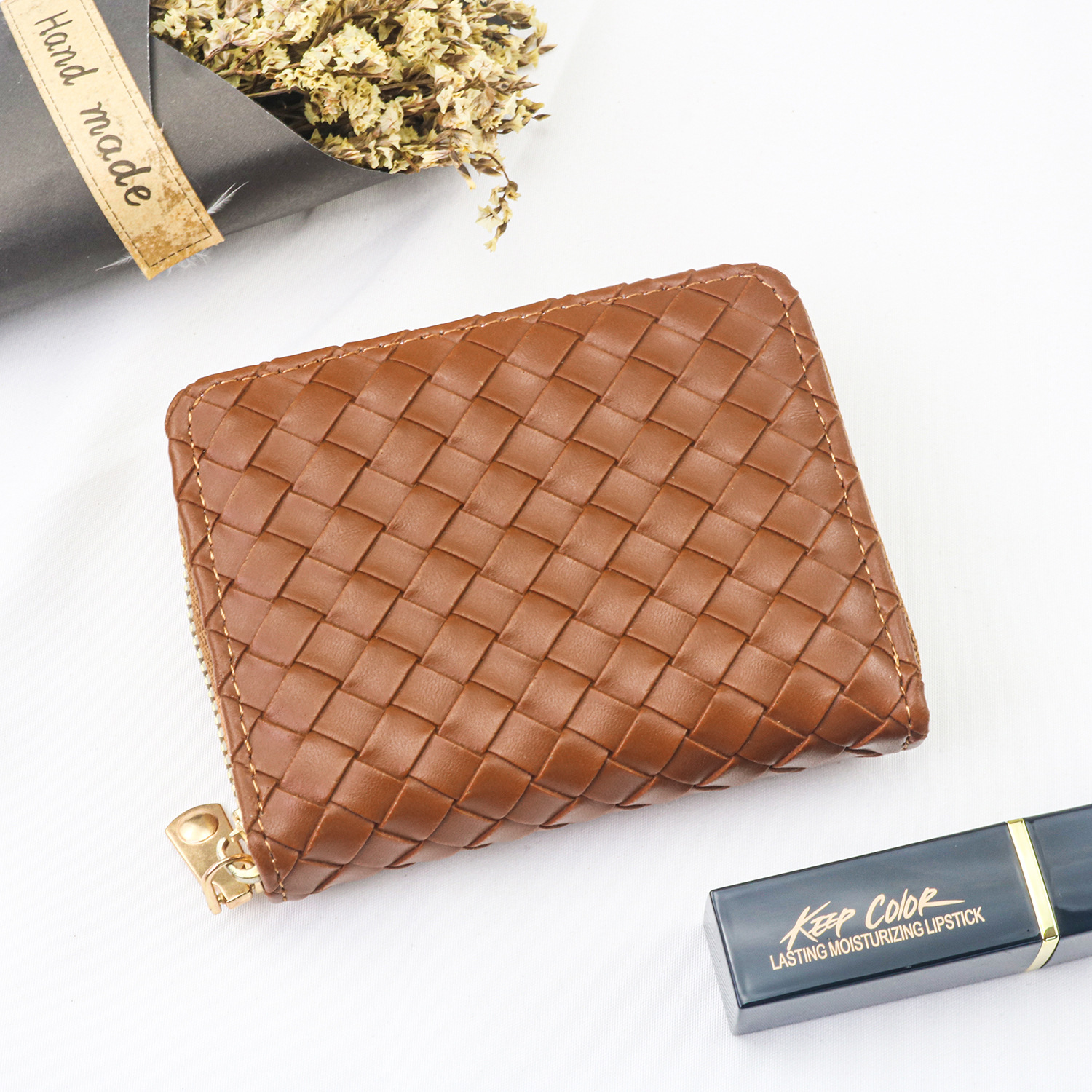 New short women's purse braided purse simple purse large capacity money clip small skillful hand bag manufacturers in stock