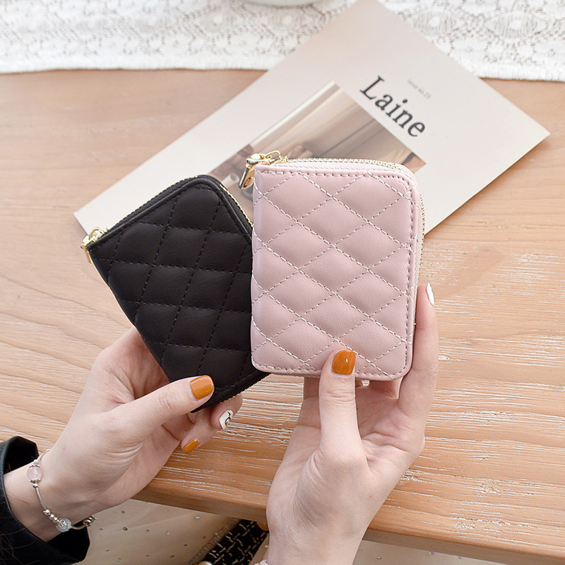 Xiaoxiangfeng PU leather Wandering Bag Card Bag for Women 2022 New style Small and fashionable diamond-shaped multi-slot large-capacity driver's license details Picture