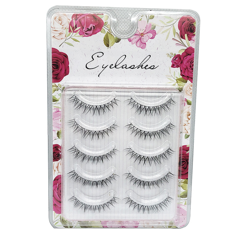 Five pairs of sharpened false eyelashes, naturally slender, crossed, soft, simulated eyelashes, multi-layer three-dimensional, transparent, and curved eyelashes Item Picture