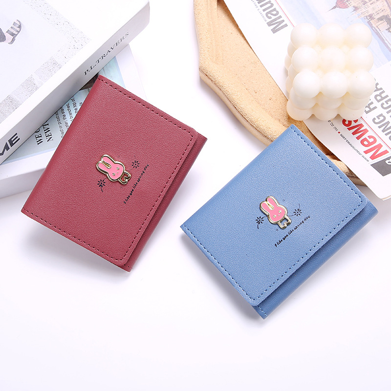ins nueva versión coreana de la cartera de las mujeres corto versátil estudiante clip de dinero de las mujeres tarjeta bolso triple fold cero billetera Item Picture