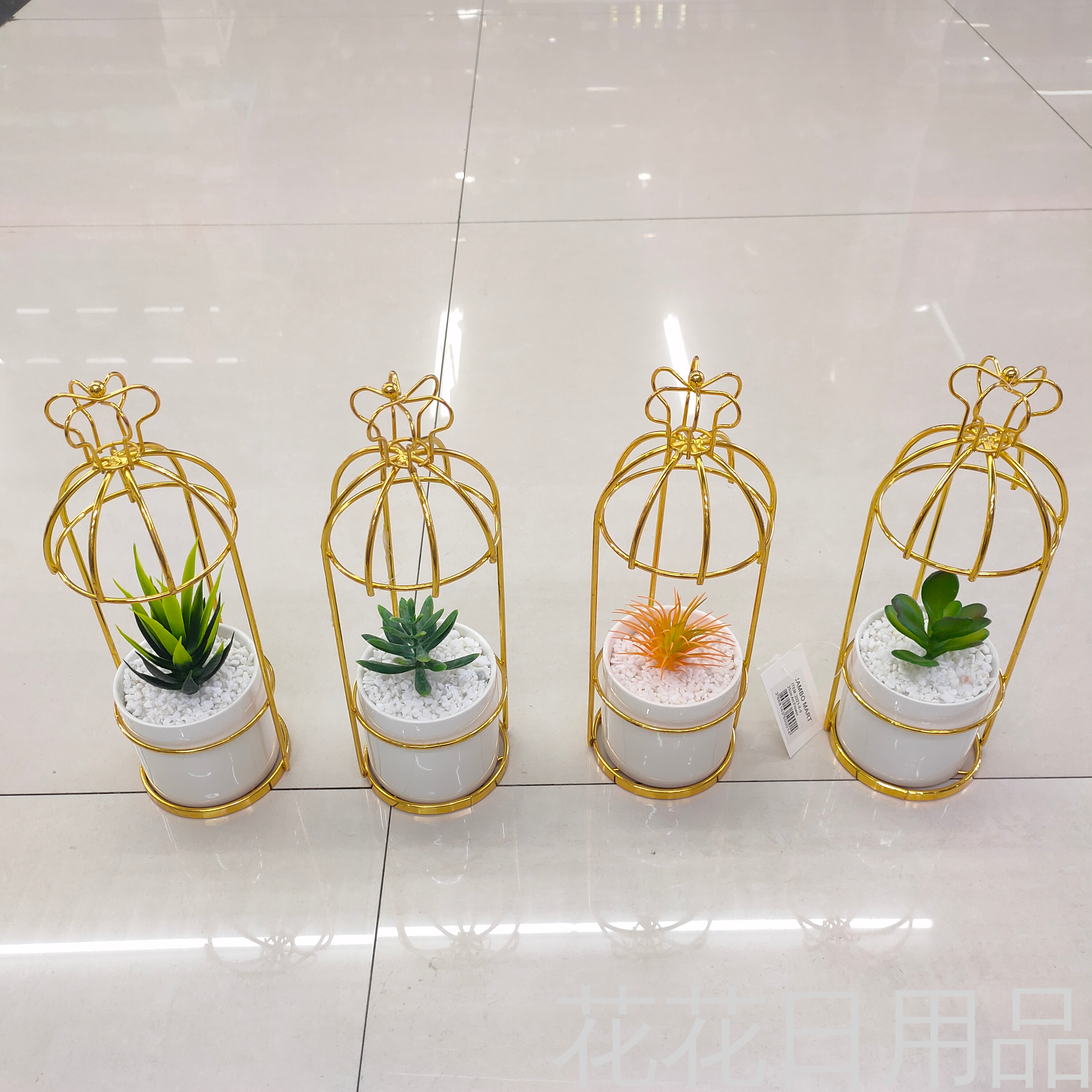 New iron frame ceramic pot succulent imitation succulent PU plant bonsai decoration