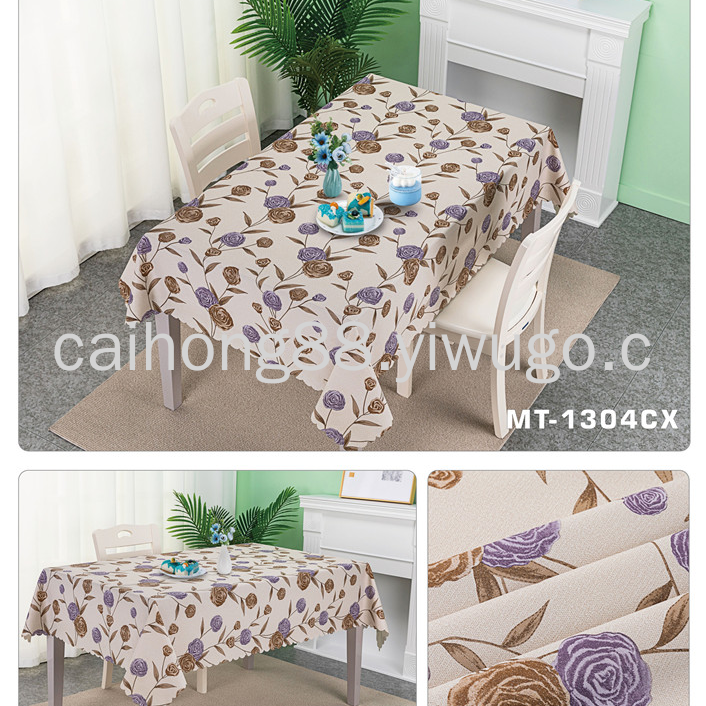 Factory direct sales of PVC printed embossed gold powder glitter tablecloths, European-style waterproof and no-wash tablecloths in stock for wholesale Specification drawing