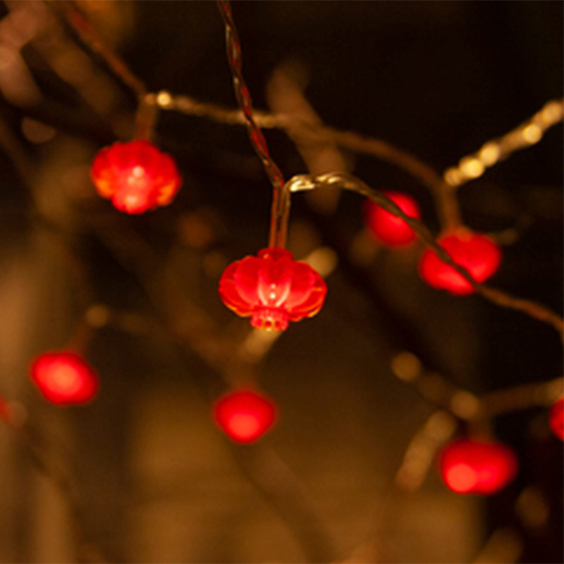 跨境红灯笼led灯串新年春节装饰彩灯串婚庆节日插电款红灯笼灯串
