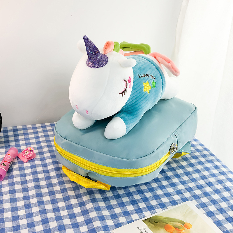 The new Unicorn backpack for children, a Korean-style waterproof nylon kindergarten schoolbag, supports printing Application Scenario