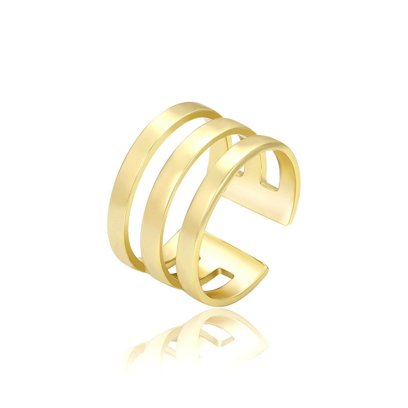 Xuping joyería plateado oro 14K simple geométrico apilado anillo europeo y americano personalidad frío viento abierto anillo mujeres Item Picture