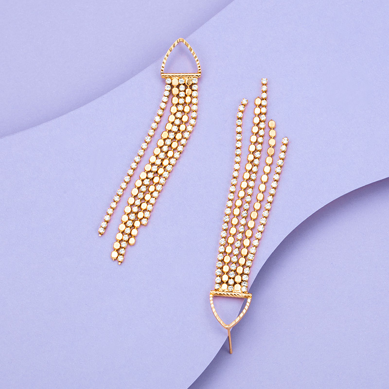 Xuping Jewelry offers high-quality wholesale 18K gold-plated long tassel earrings and high-end cross-border earrings from Europe and America Specification image