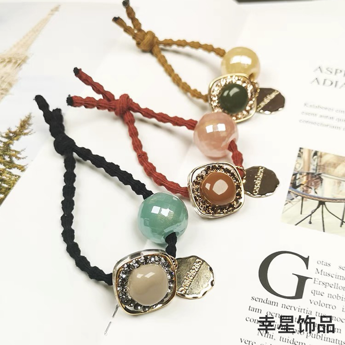 Yongai Jiu Ai's best-selling water diamond hair tie for women, a simple and elegant Korean-style hair tie, and a new style for tying ponytails on Instagram Item Picture