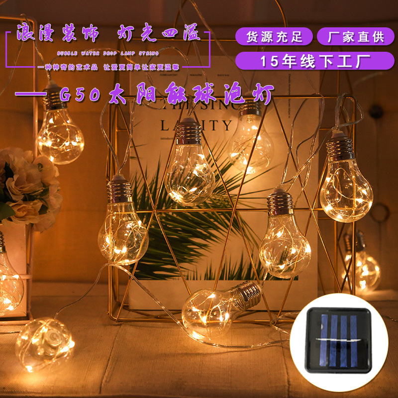 Amazon LED Solar outdoor Ball bulb lamp string retro bar patio decoration eight feature LED ball lights thumbnail